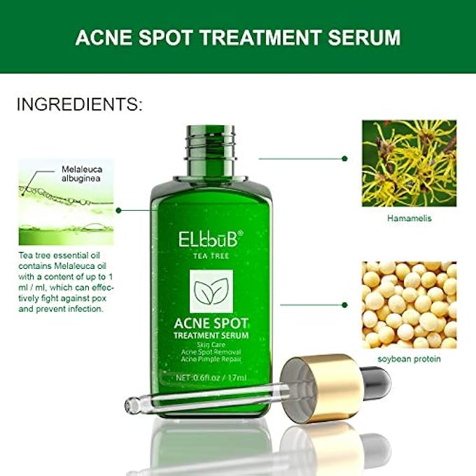 ELBBUB ACNE TREATMENTS SERUM,ACNE SPOT TREATMENT TEA TREE CLEAR SKIN SERUM FOR CLEARING SEVERE ACNE, BREAKOUT, PIMPLE, AND REPAIRING SKIN - Image 4